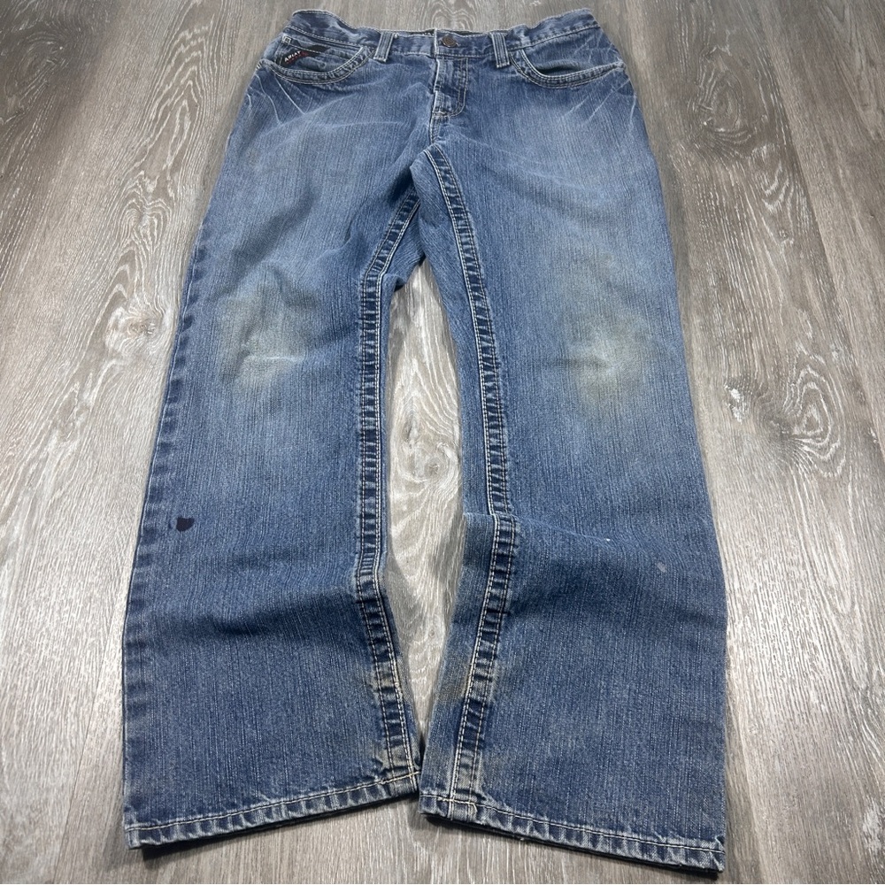 Ariat M4 Dustin Relaxed Boot Cut Jeans Men's 33x32 Blue Denim Light Wash Western